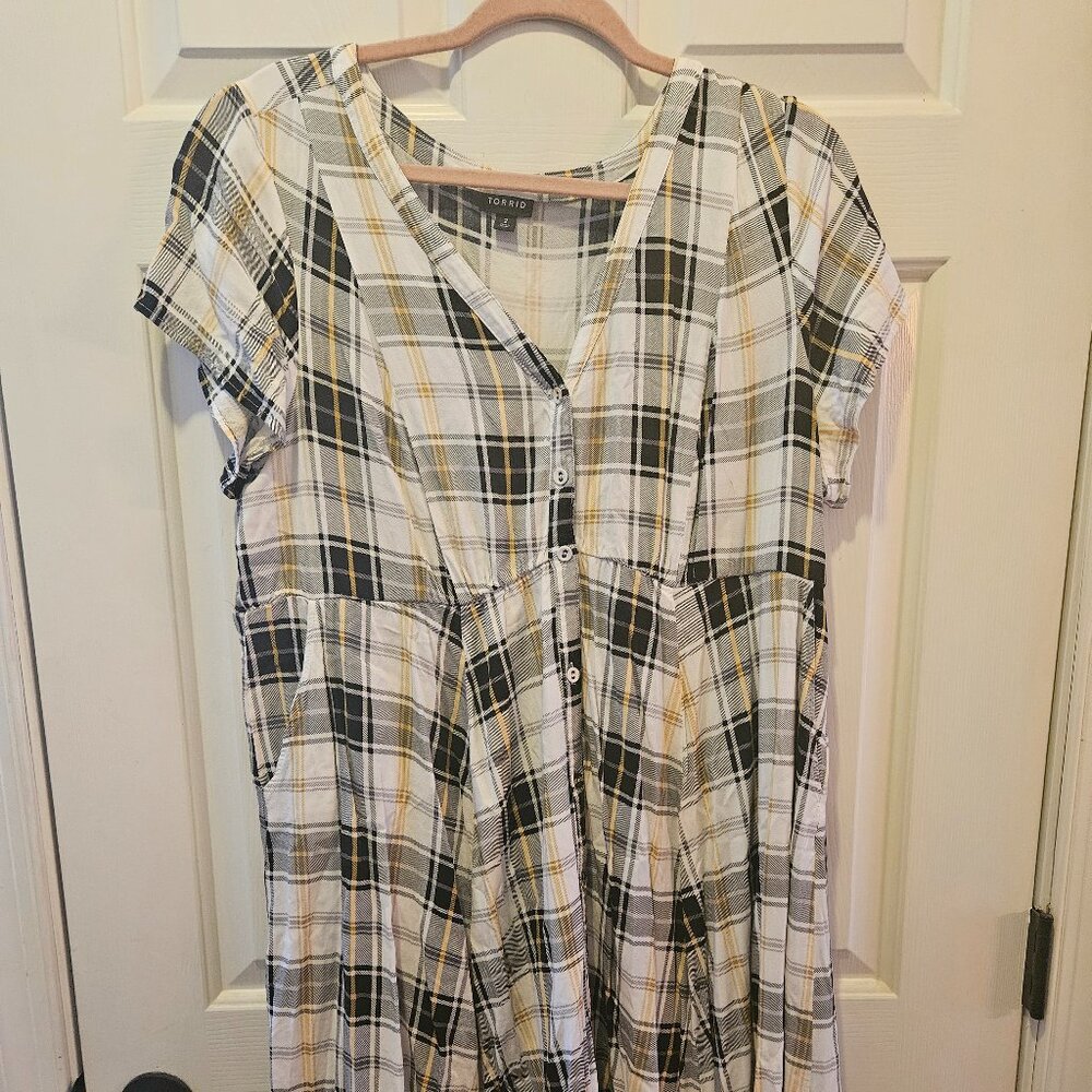 Torrid Yellow and White Plaid Dress